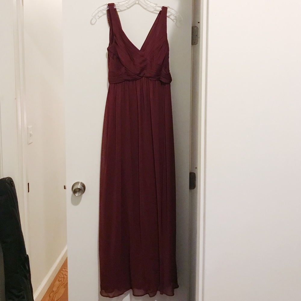 David’s Bridal bridesmaid cowl back dress, 4, Wine